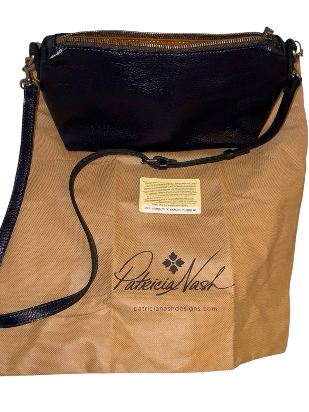 Like New Patricia Nash Classic Navy Leather Cross body Bag - Picture 3 of 16